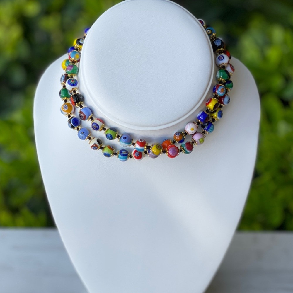 Murano Millefiori beaded Necklace, made in Murano. Harry Styles Inspired.